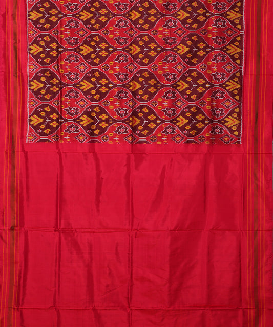 Burgundy red color handloom rajkot silk saree