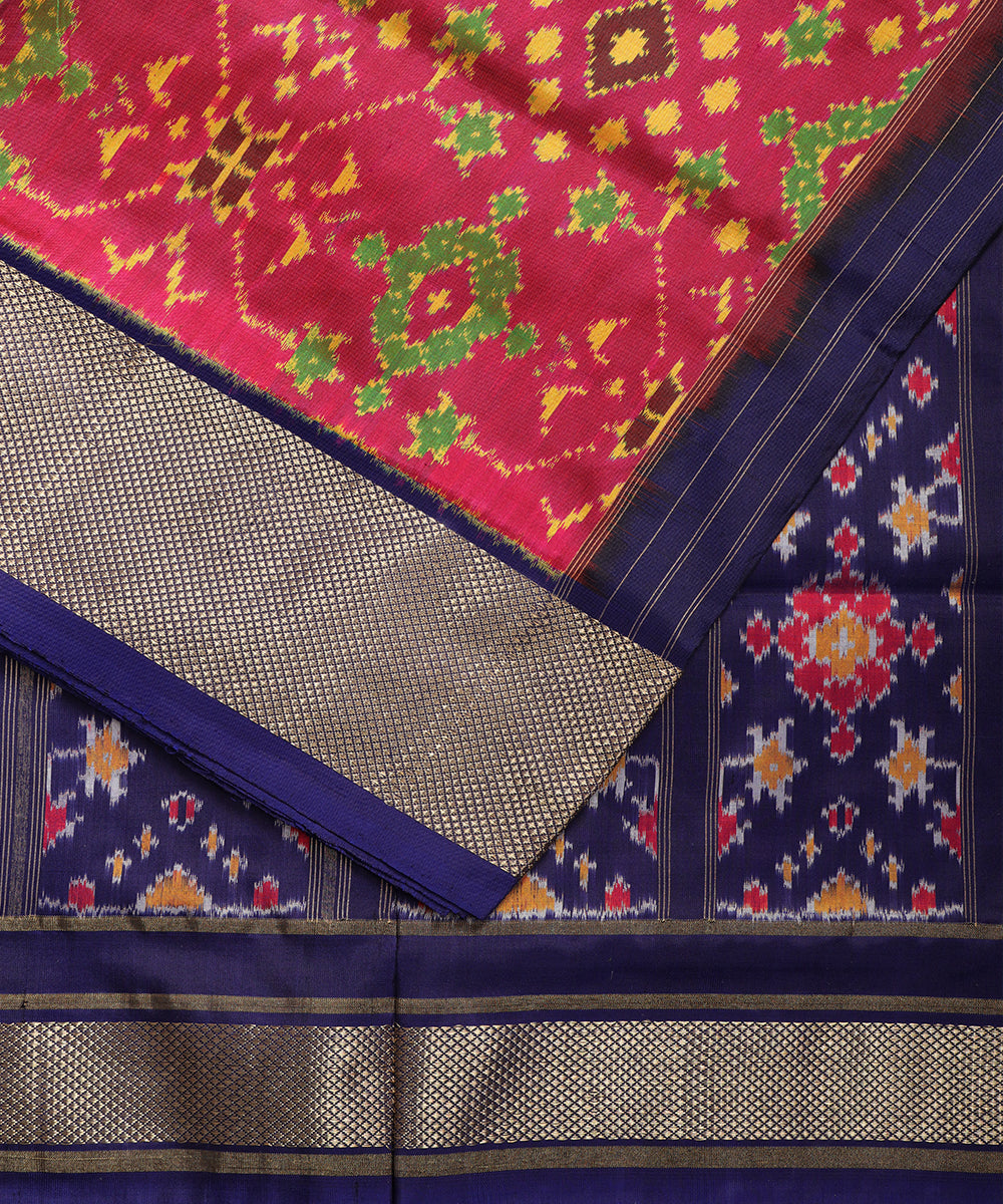 Carmine red color handloom rajkot silk saree