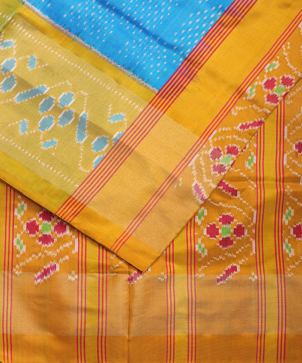 Prussian blue color handloom rajkot silk saree