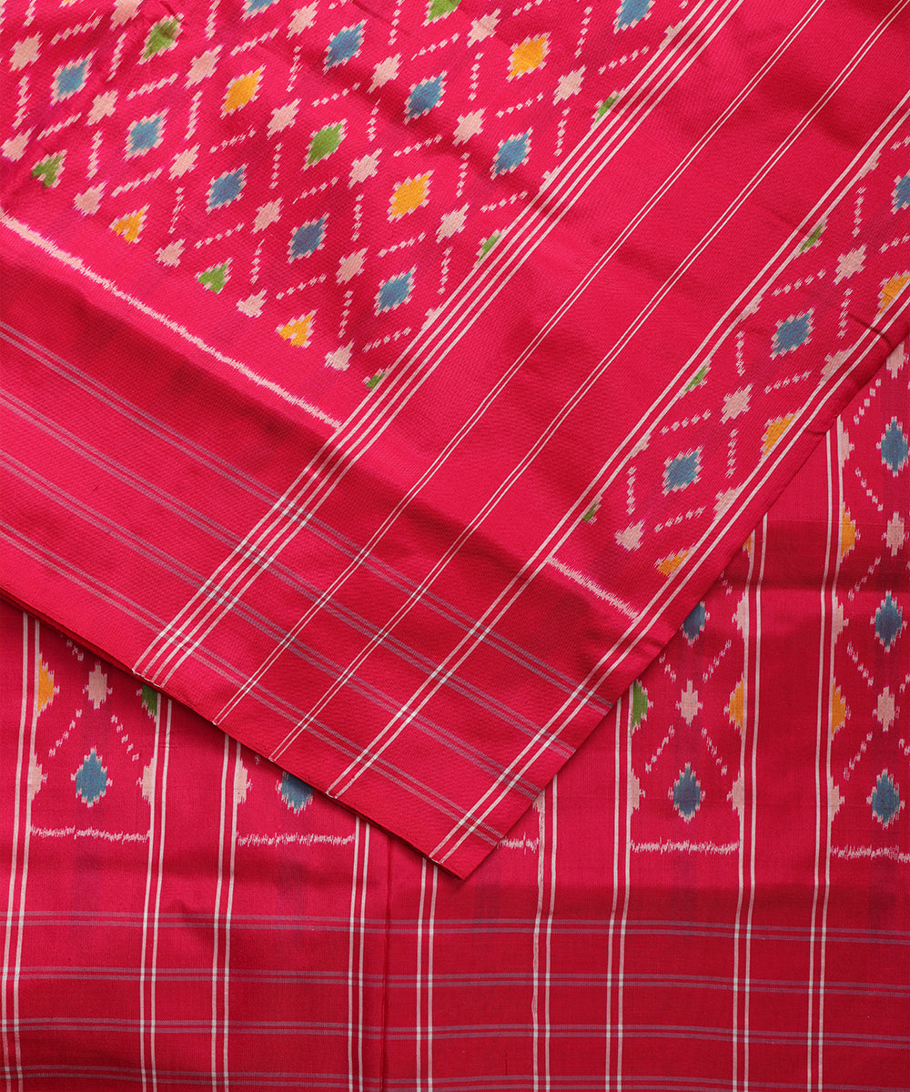 Ruby pink color handloom rajkot silk saree