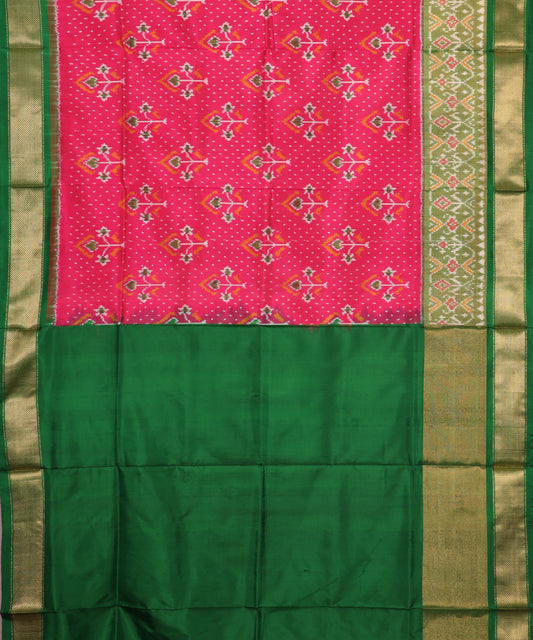 Ruby pink color handloom rajkot silk saree