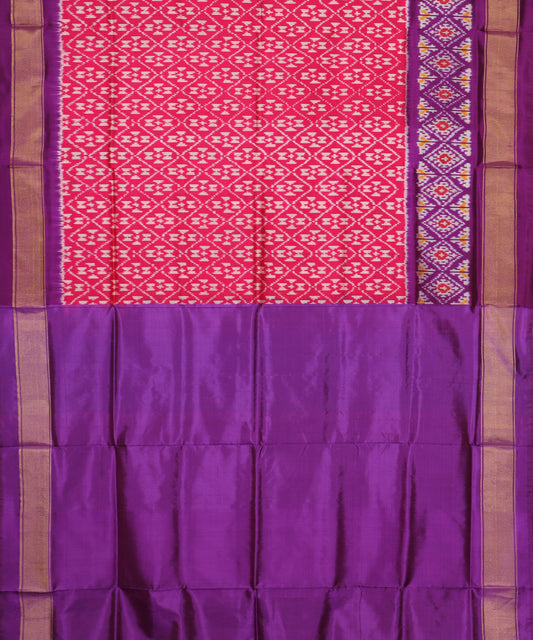 Cerise pink color handloom rajkot silk saree
