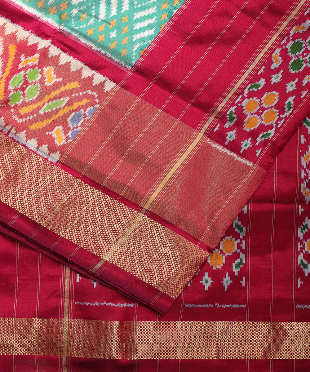 Emerald green color handloom rajkot silk saree