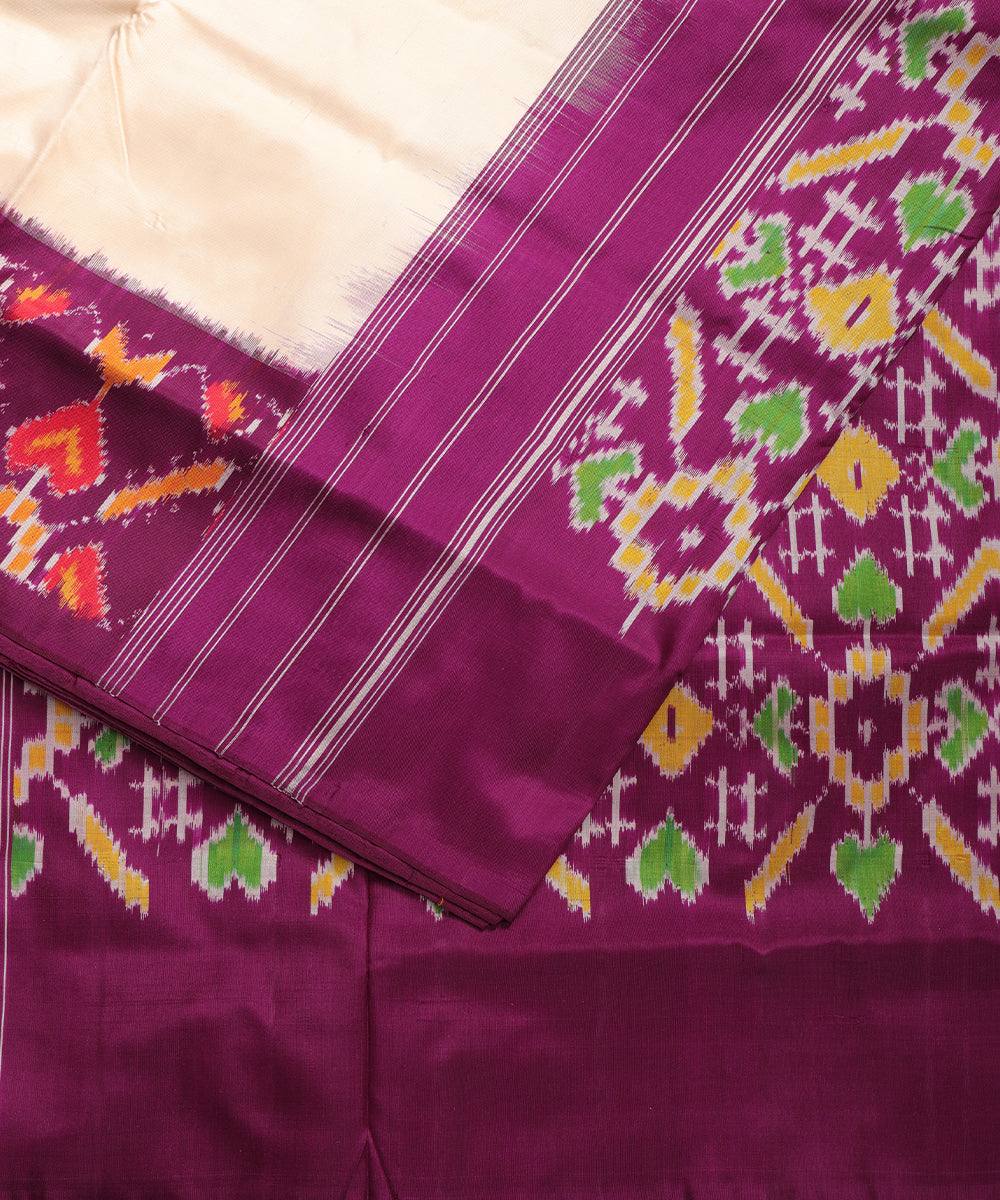 Cream color handloom rajkot silk saree