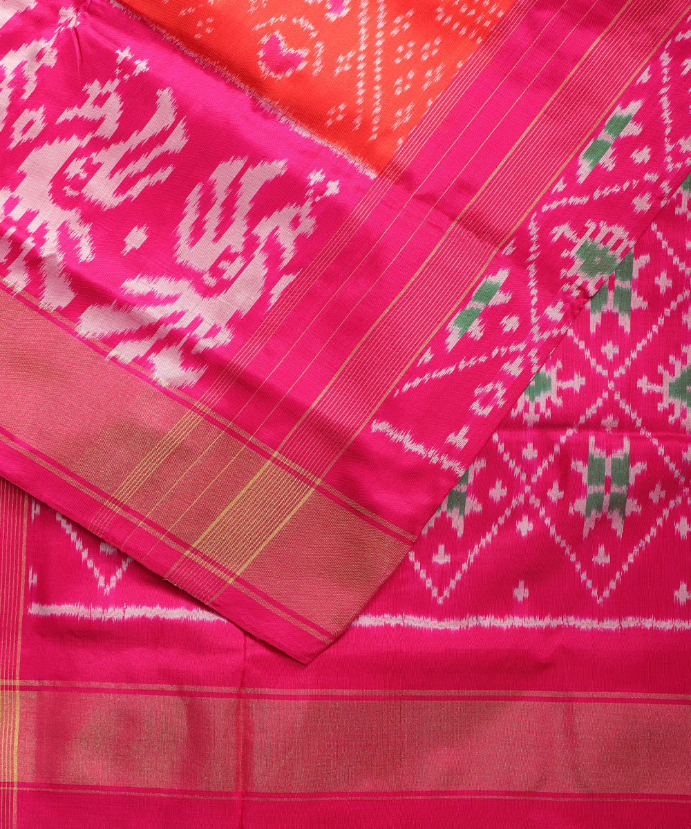Ferrari color handloom rajkot silk saree