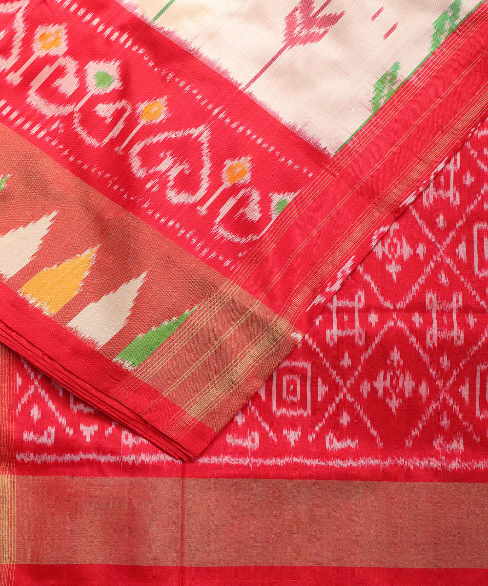 Peach color handloom rajkot silk saree