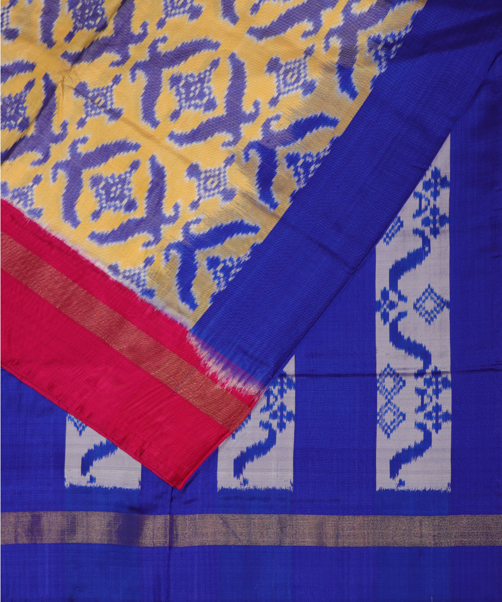 Light yellow color handloom rajkot silk saree