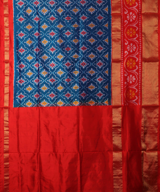 Sapphire blue color handloom rajkot silk saree
