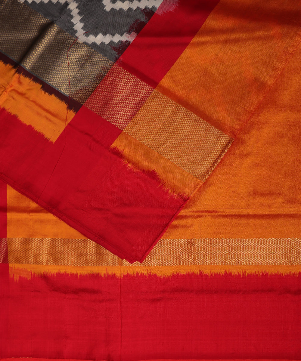 Iron gray color handloom rajkot silk saree