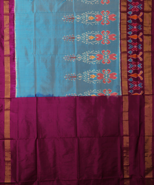 Carolina blue color handloom rajkot silk saree