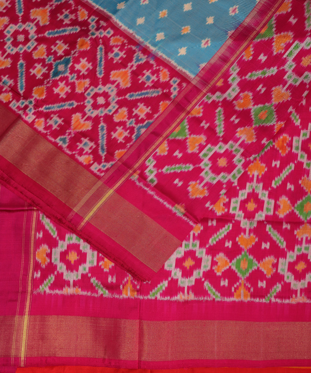 Air force blue color handloom rajkot silk saree