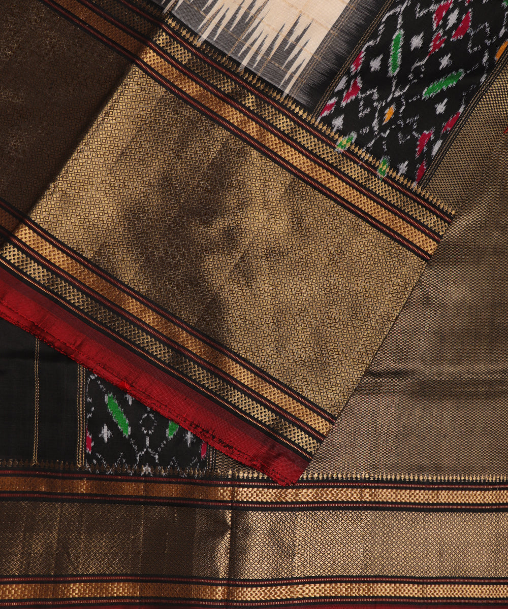 Cream color handloom rajkot silk saree