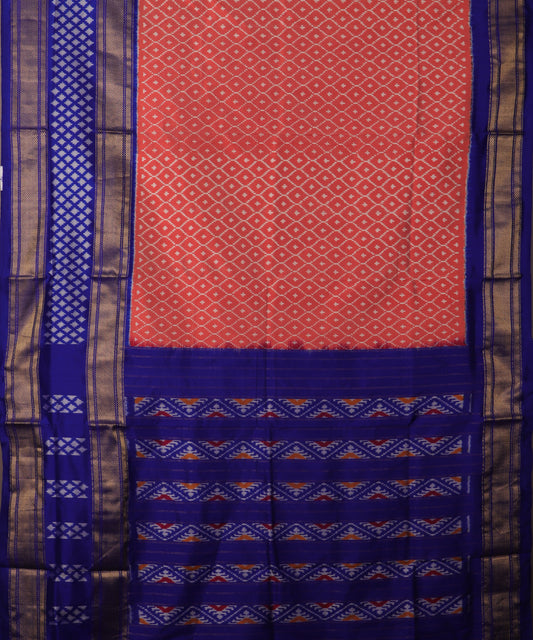 Persian red color handloom rajkot silk saree