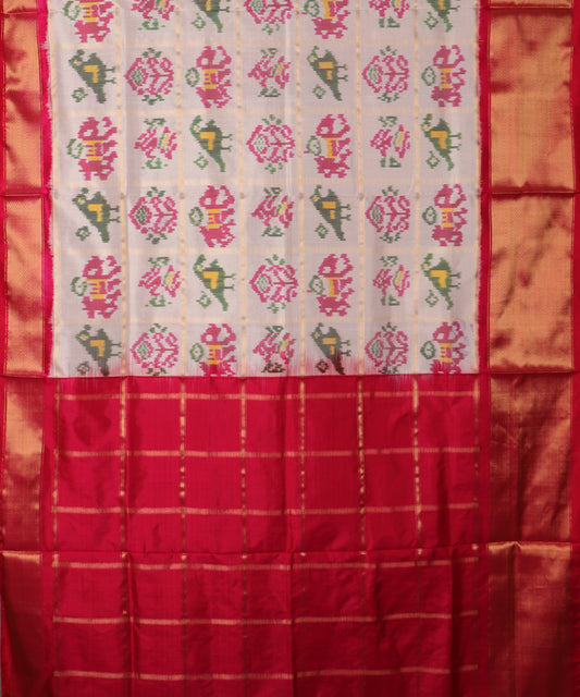 Cream color handloom rajkot silk saree