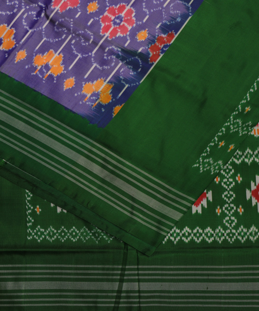 Floral violet shade color handloom rajkot silk saree
