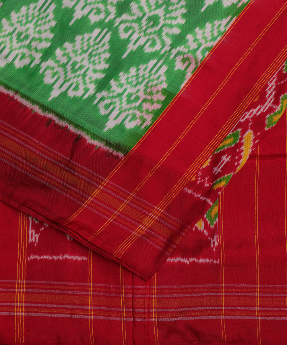 Parrot green color handloom rajkot silk saree