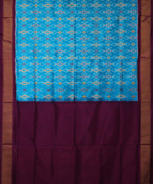 Olympic blue color handloom rajkot silk saree