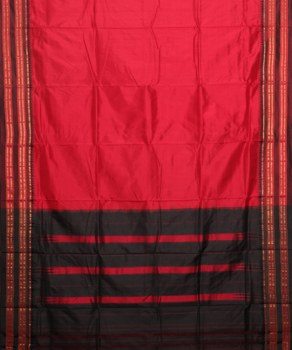 Red color handloom Narayanpet silk saree