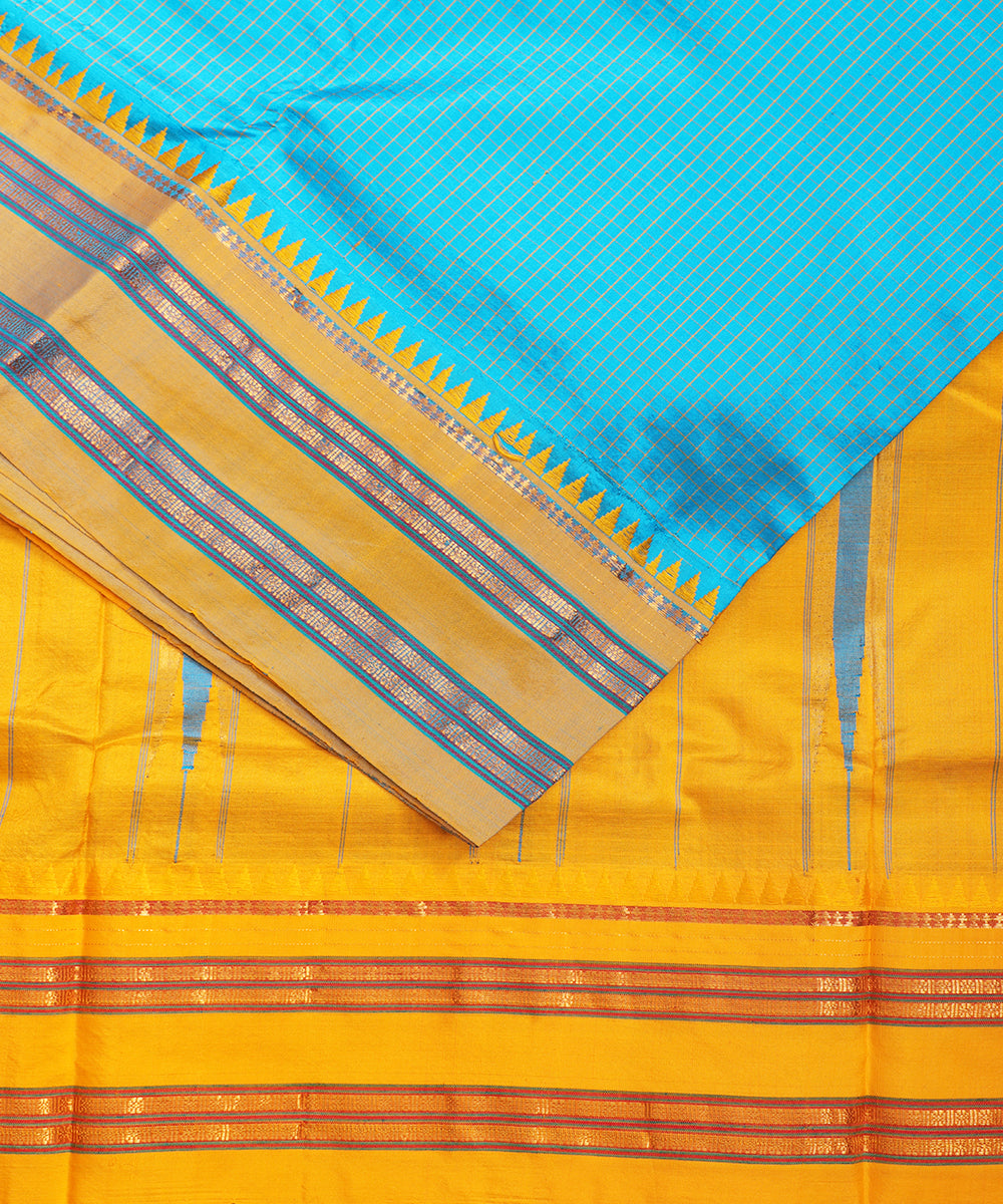 Olympic blue color handloom Narayanpet silk saree