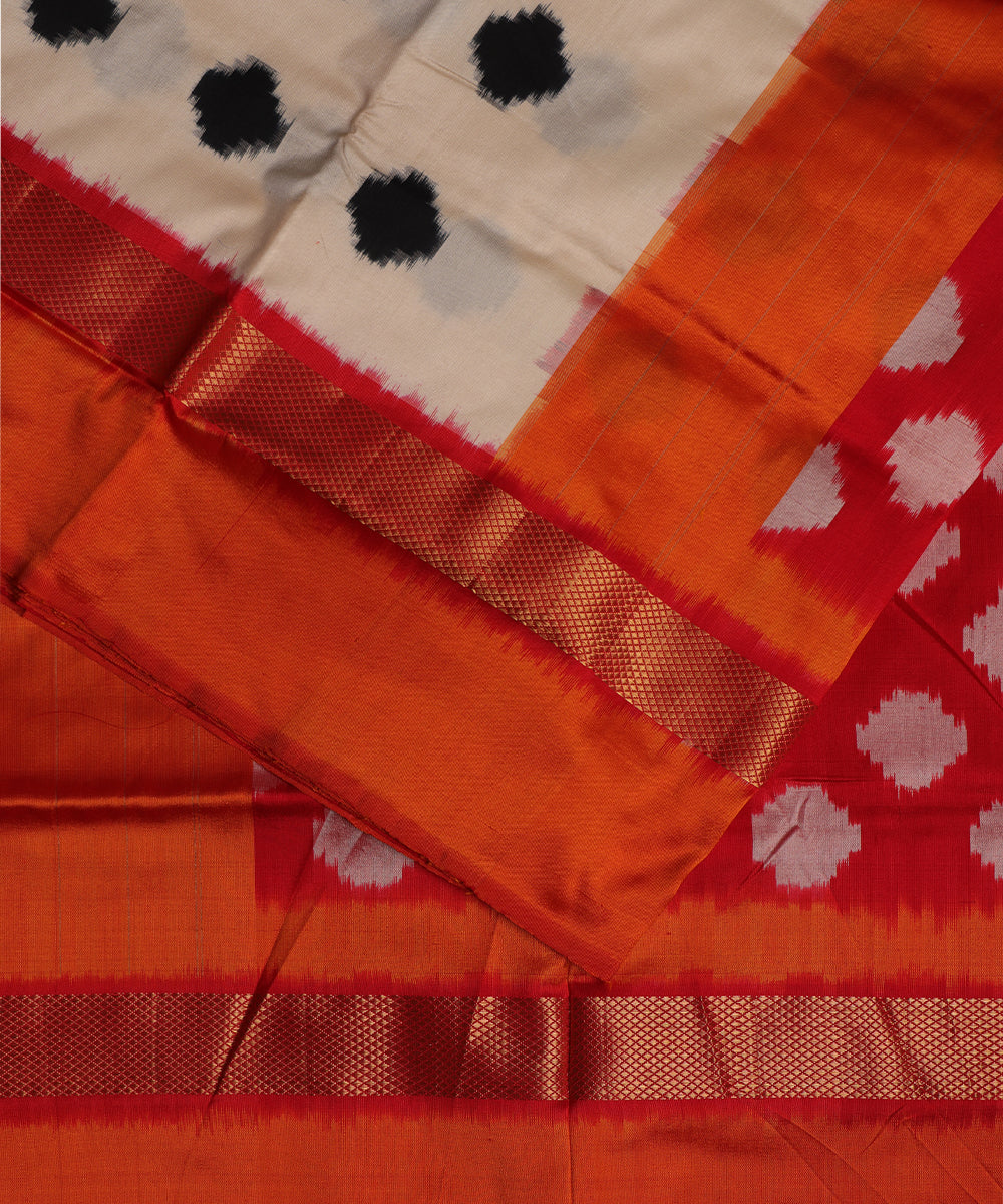 Cream color handloom rajkot silk saree