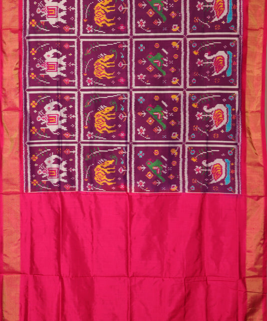 Grape violet color handloom rajkot silk saree