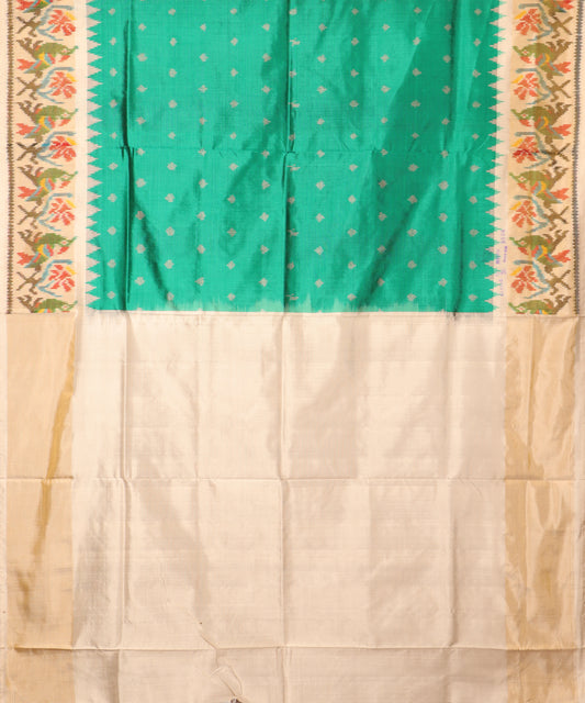 Sea green color handloom rajkot silk saree