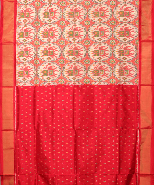 Peach shade color handloom rajkot silk saree