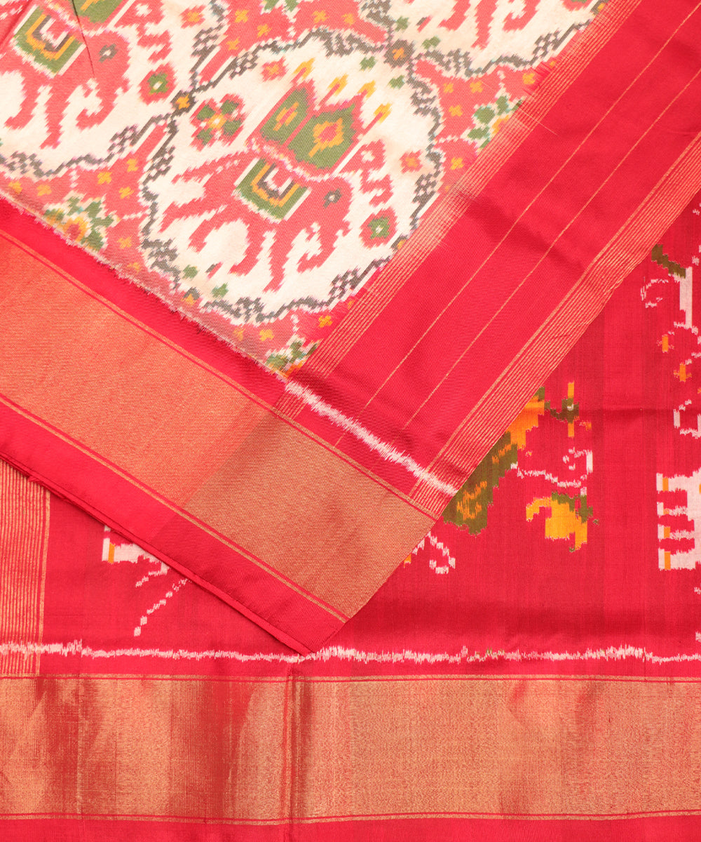 Peach shade color handloom rajkot silk saree