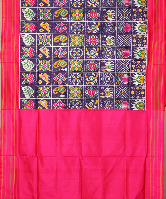 Space blue color handloom rajkot silk saree