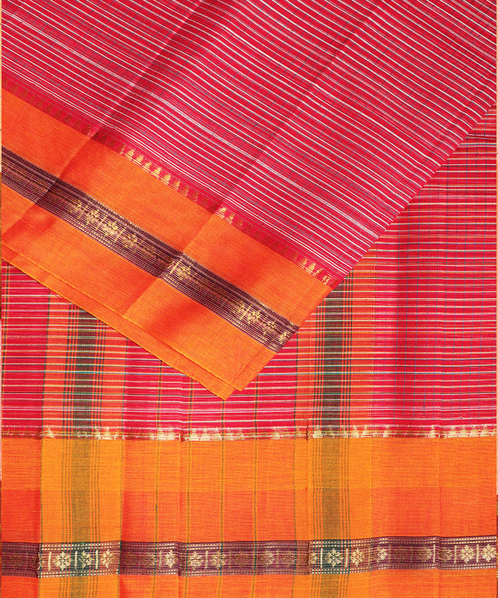 Burgundy red color handloom narayanpet cotton saree