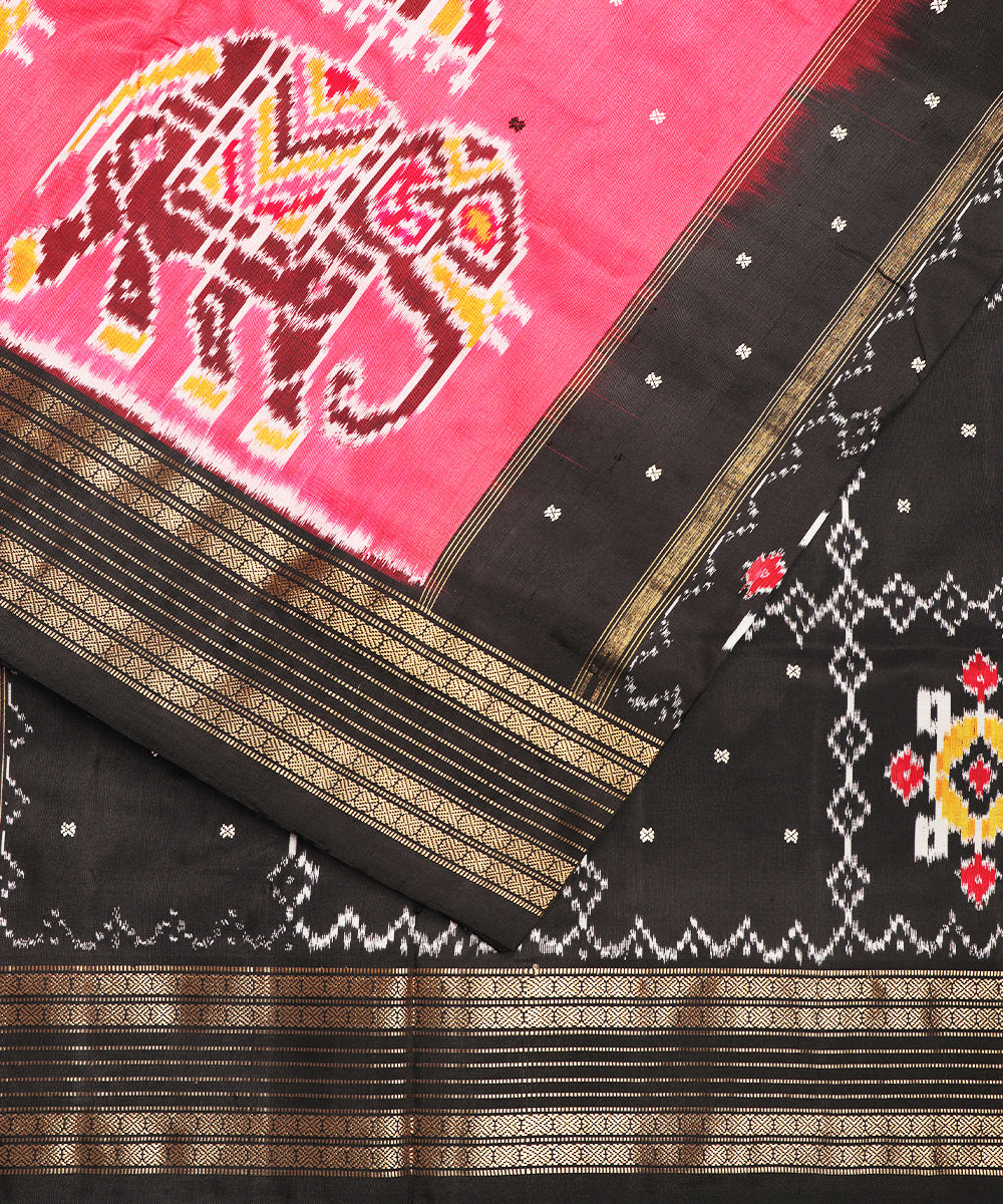 Raspberry red color handloom rajkot silk saree
