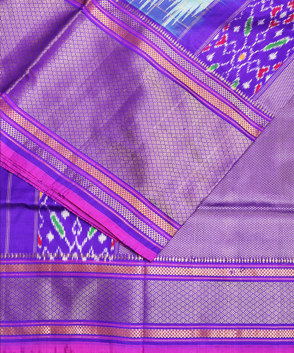 Sky blue color handloom rajkot silk saree