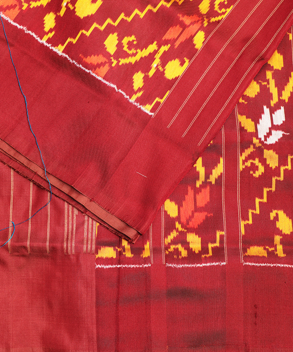 Hickory brown color handloom rajkot silk saree