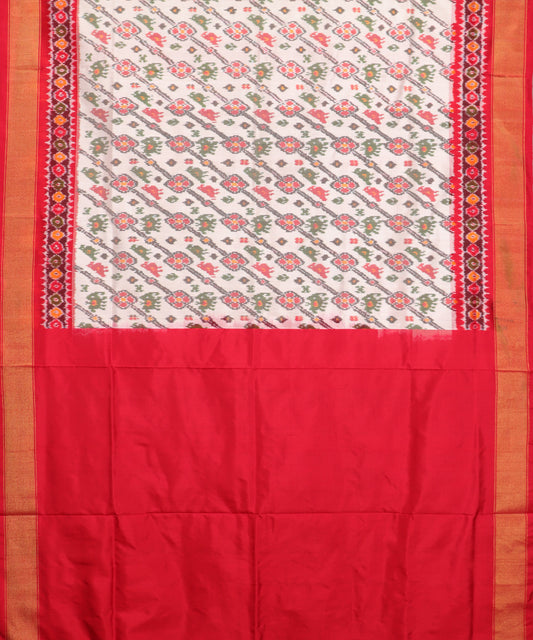 Cream color handloom rajkot silk saree