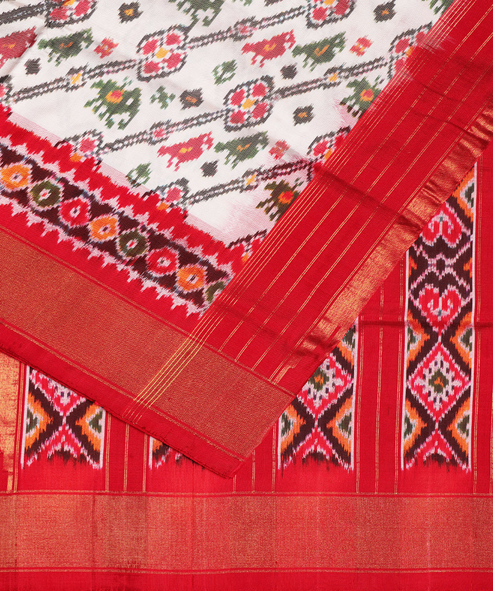 Cream color handloom rajkot silk saree
