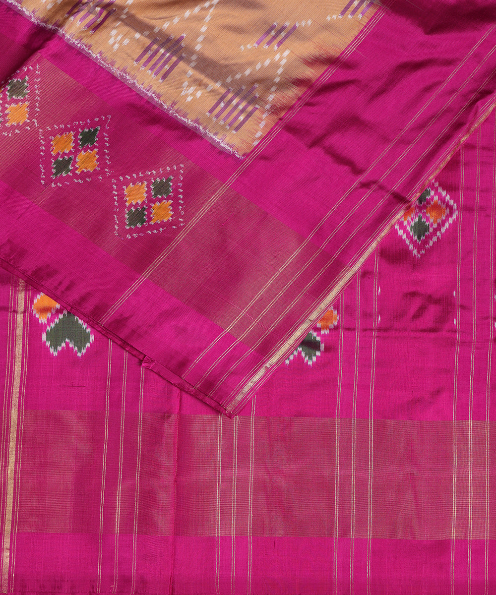 Sepia color handloom rajkot silk saree