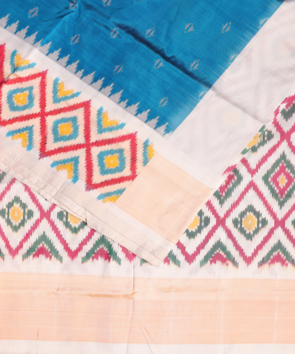 Prussian blue color handloom rajkot silk saree