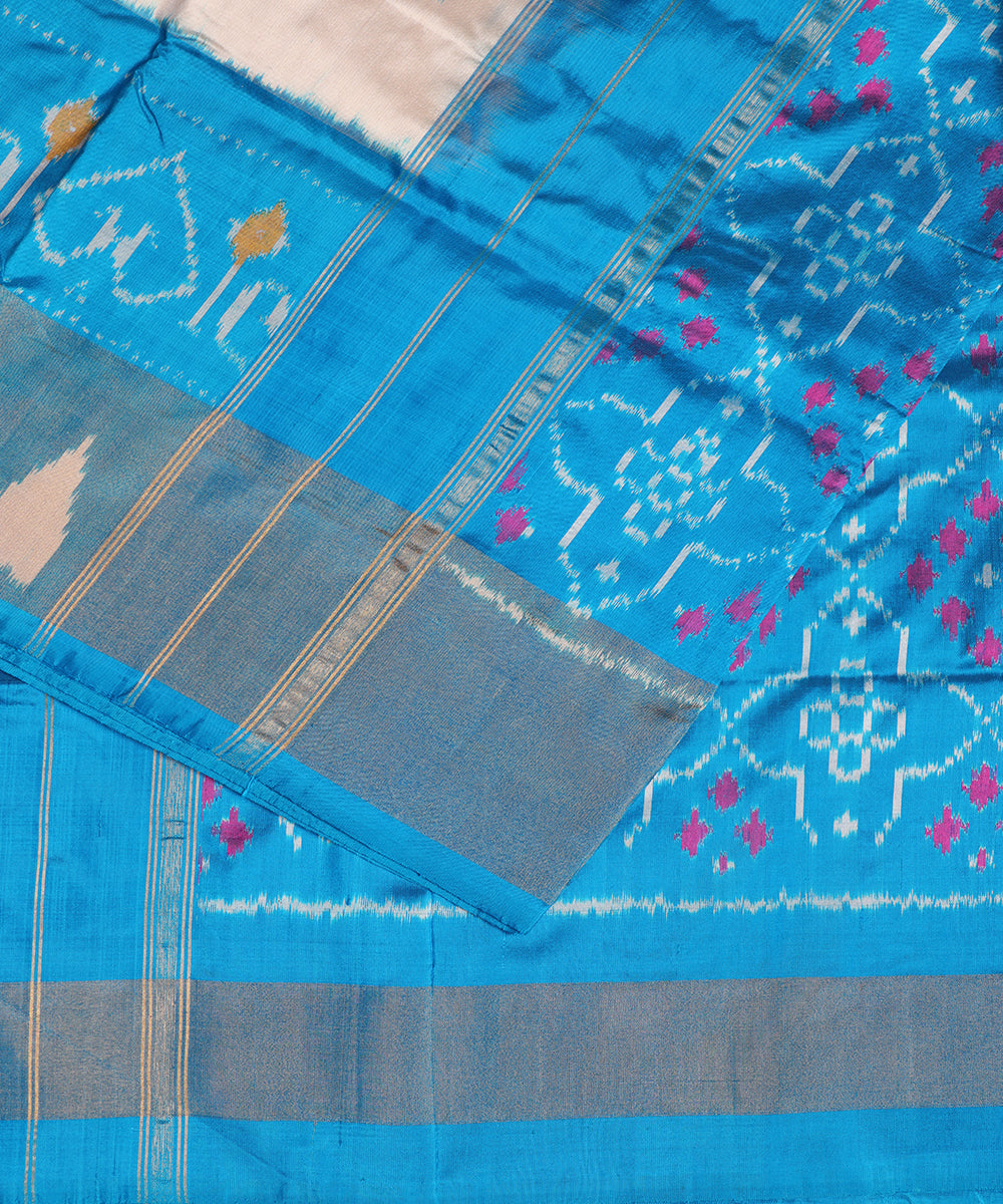 Cream color handloom rajkot silk saree
