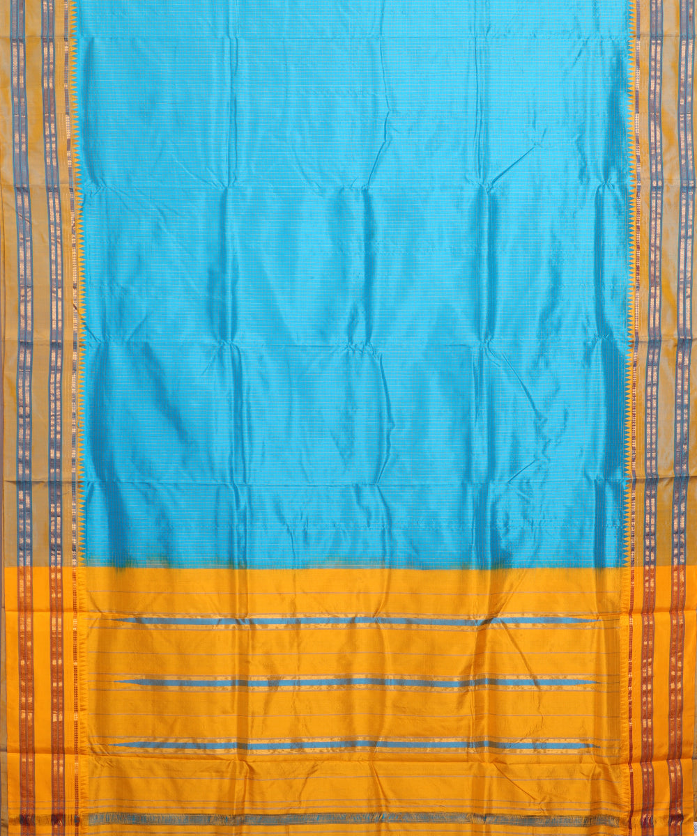 Olympic blue color handloom Narayanpet silk saree