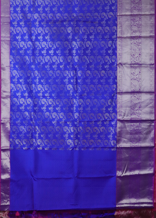Dark blue color handloom madhavaram silk saree