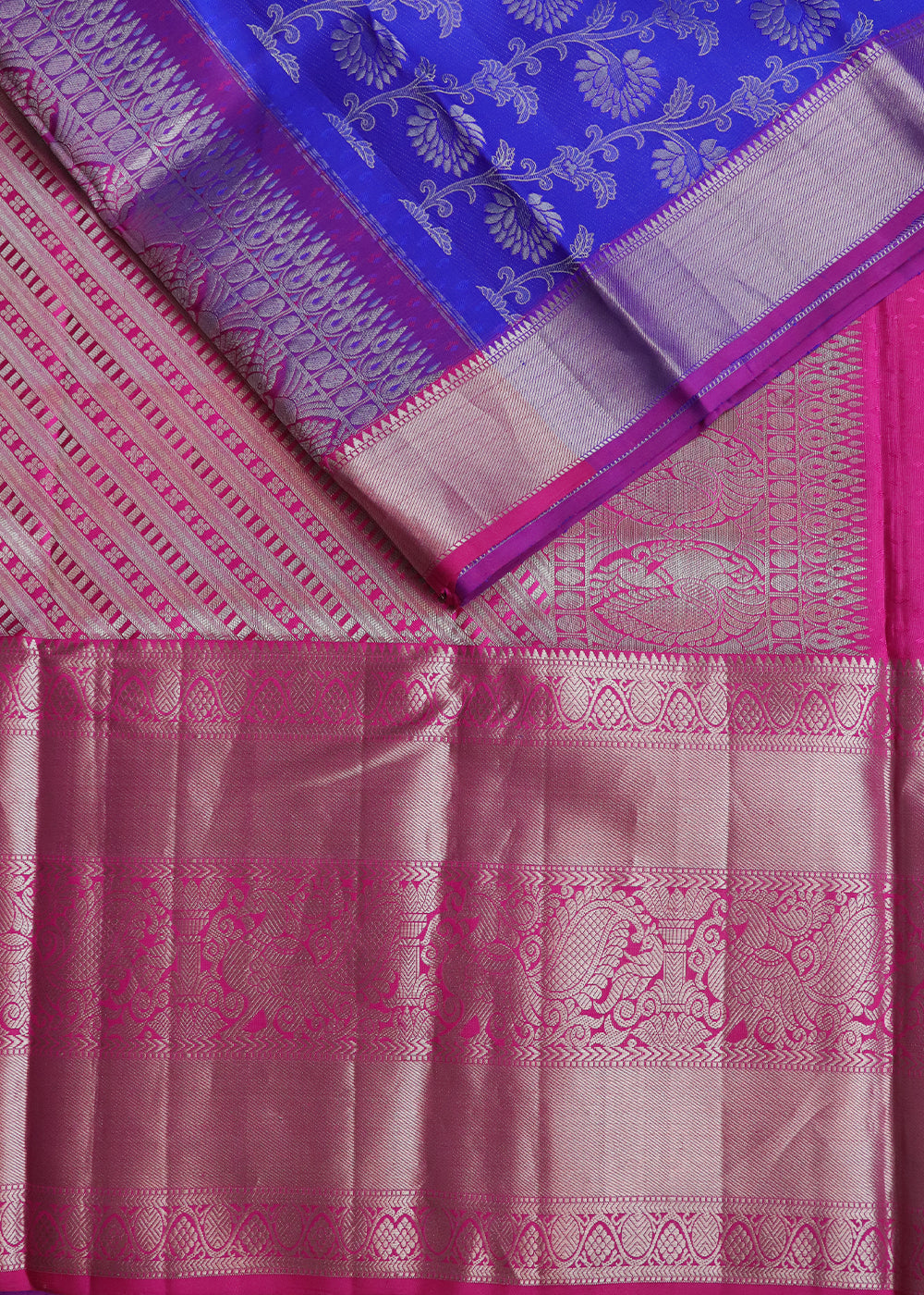 Dark blue color handloom madhavaram silk saree