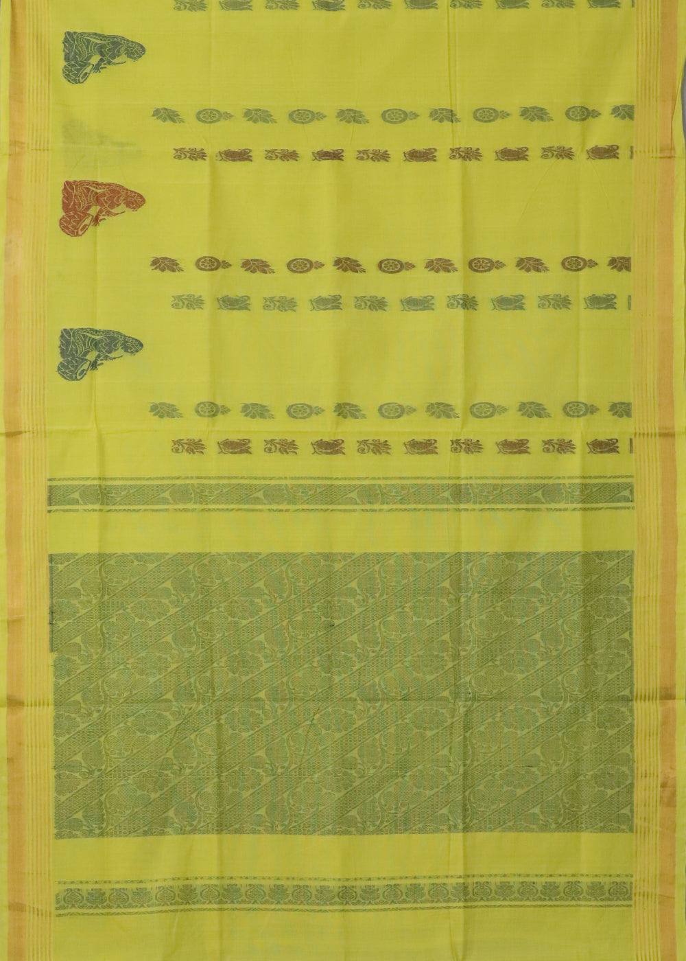Lemon yellow handloom Rajahmundry fancy cotton saree