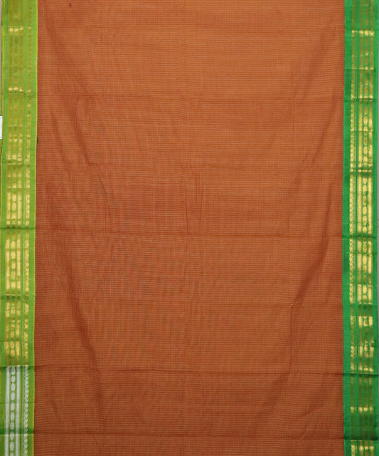 Amber orange color Gadwal cotton saree