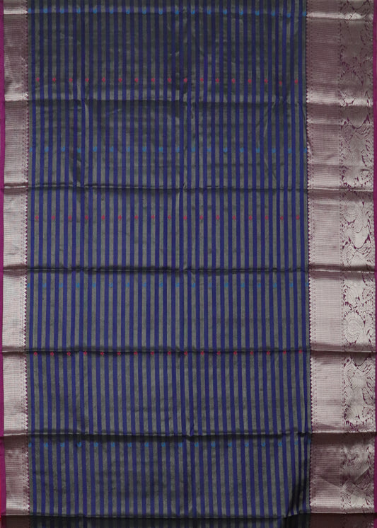 Denim blue color handloom madhavaram silk saree