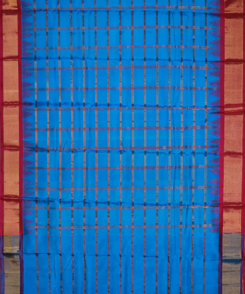 Azure blue color handloom Gadwal Silk saree