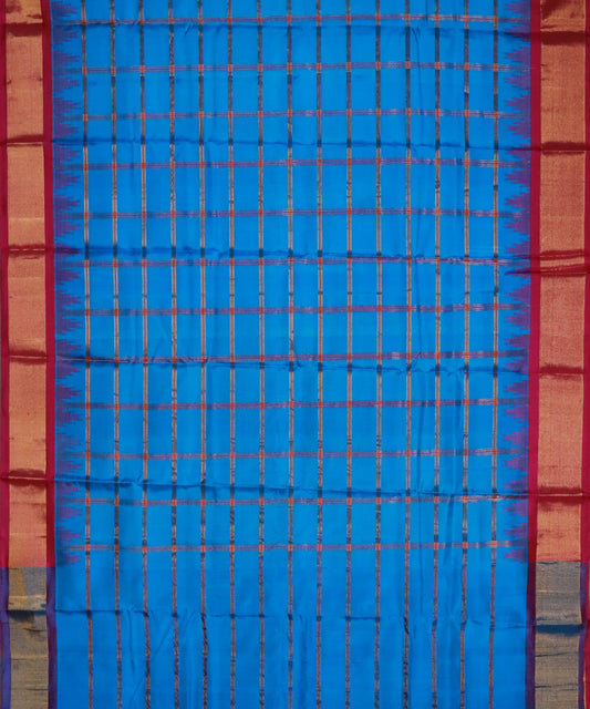 Azure blue color handloom Gadwal Silk saree