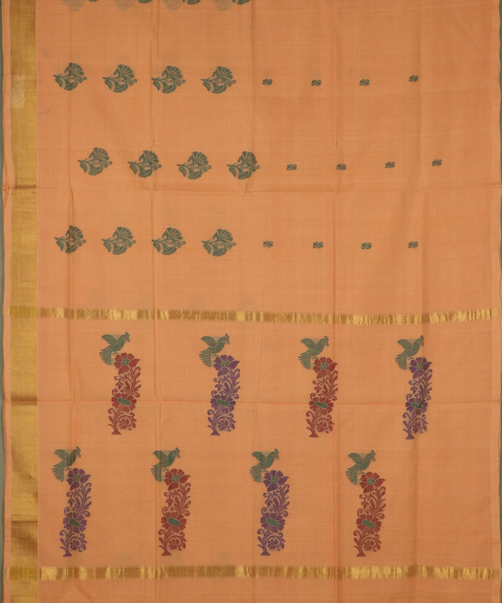 Tangerine orange handloom Rajahmundry fancy cotton saree