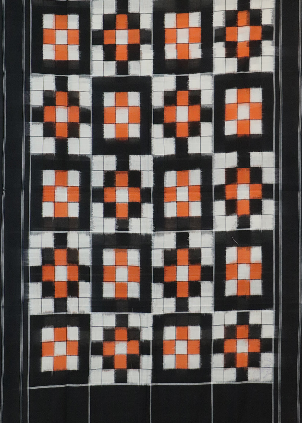 Black color with multi-checkered pochampally cotton saree