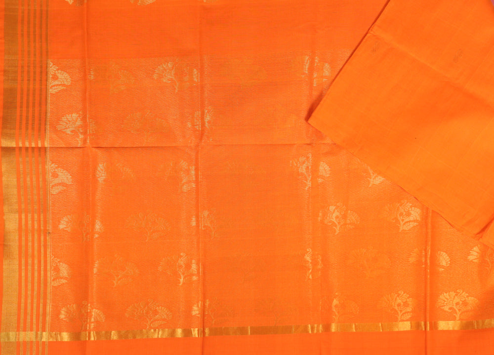 Tiger orange handloom Rajahmundry fancy cotton saree
