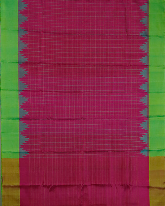 Ruby pink color handloom Gadwal Silk saree